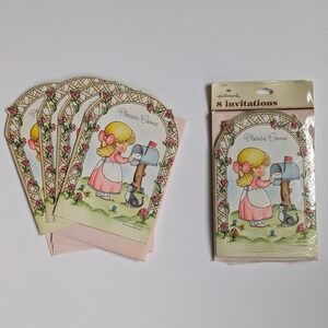 Vintage 70s Hallmark Joan Walsh Anglund Birthday‎ Party Invitation Fill-in Cards